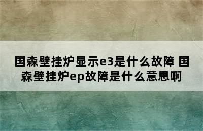 国森壁挂炉显示e3是什么故障 国森壁挂炉ep故障是什么意思啊